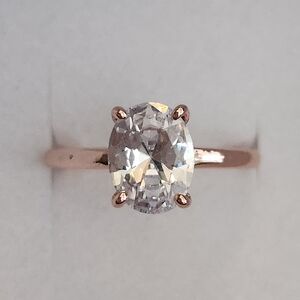 Rose Gold Tone Ring With Oval Cut 2CT Solitaire Gemstone